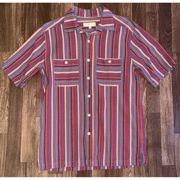 The Territory Ahead Other - Territory Ahead‎ Mens Short Sleeve Striped Button Up Shirt Colorful
